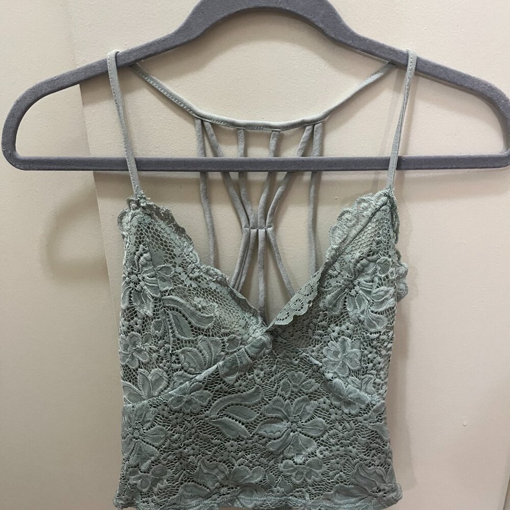 Light Green Strappy Lace Tank Top